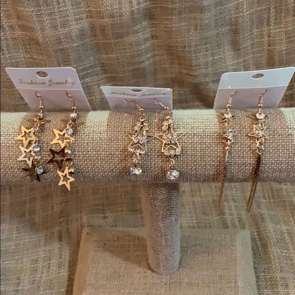 3 Pair Heart ❤️ Set Dangle Hook Earrings